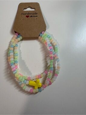 Handmade seed bead Pastel cross Beaded Bracelet